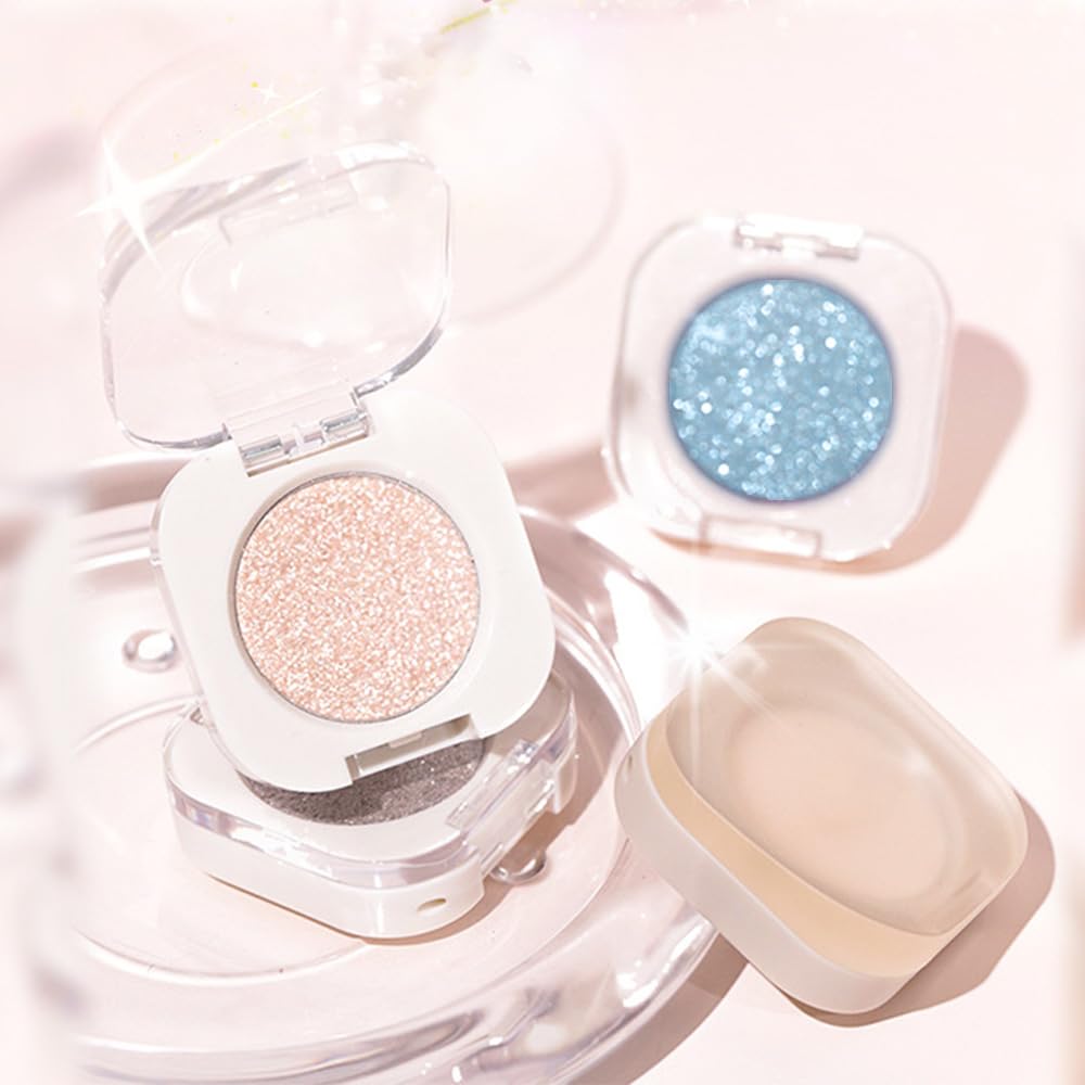 Pink Shimmer Eyeshadow Palette for Women, Single Monochrome Eye Shadow Makeup, Shiny Pressed Powder, Blendable Natural sombras para ojos, Holographic,Vegan,Travel -29