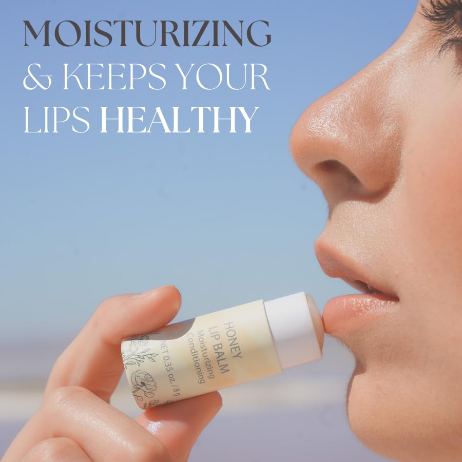 Natural Honey Lip Balm - 100%-grassfed Beef Tallow Chapstick, Organic Raw Honey & Argan Oil - Ultra Moisturizing, Conditioning, No Paraffin, Non Toxic, all Natural - 3 Pack (3x0.15 oz) Untinted