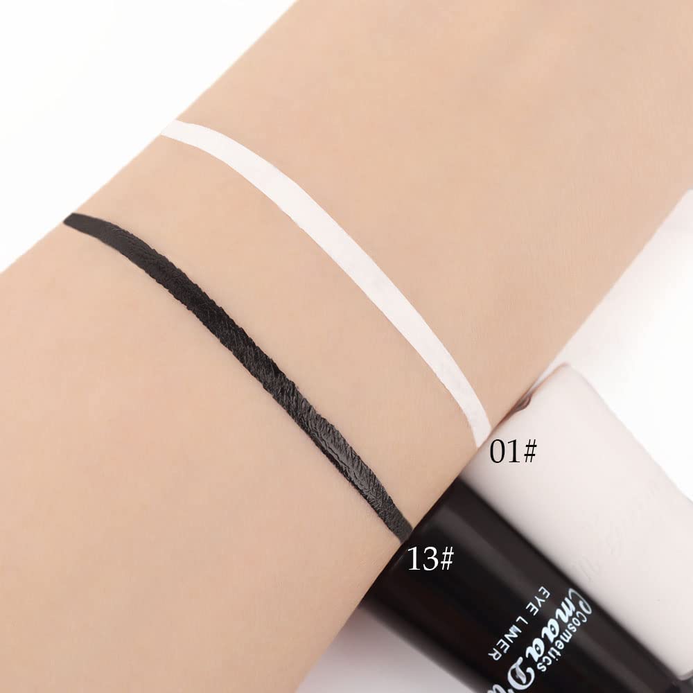 evpct 2Pcs White Black Liquid Eyeliner Set Waterproof White Eye Liners for Women Eyes Wing Eyeliner Stamps Shapes Colored Eyeliner delineador de ojos a prueba de agua contra el agua blanco para ojos