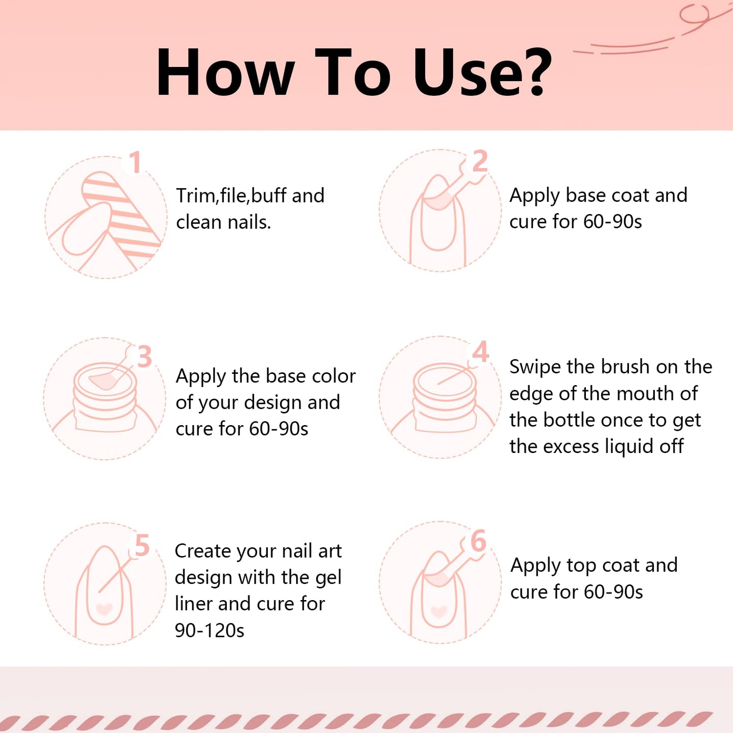 JODSONE Art Gel Liner Set 10 Colors Black Red Blue Need U V Lamp Cured with Thin Brush Gift for Girls at Home Salon Design