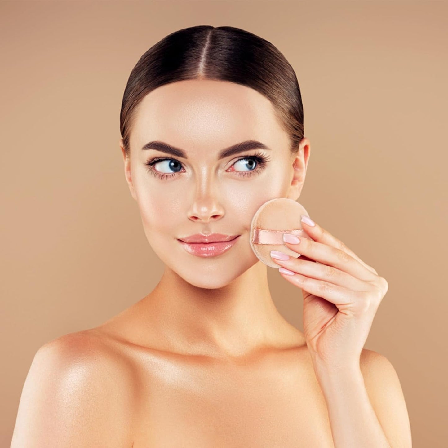 12Pcs Powder Puff for Face Powder Sponge Makeup Puffs Velour Puff with Ribbon Round Powder Puff For Loose and Foundation Replacement Makeup Tool