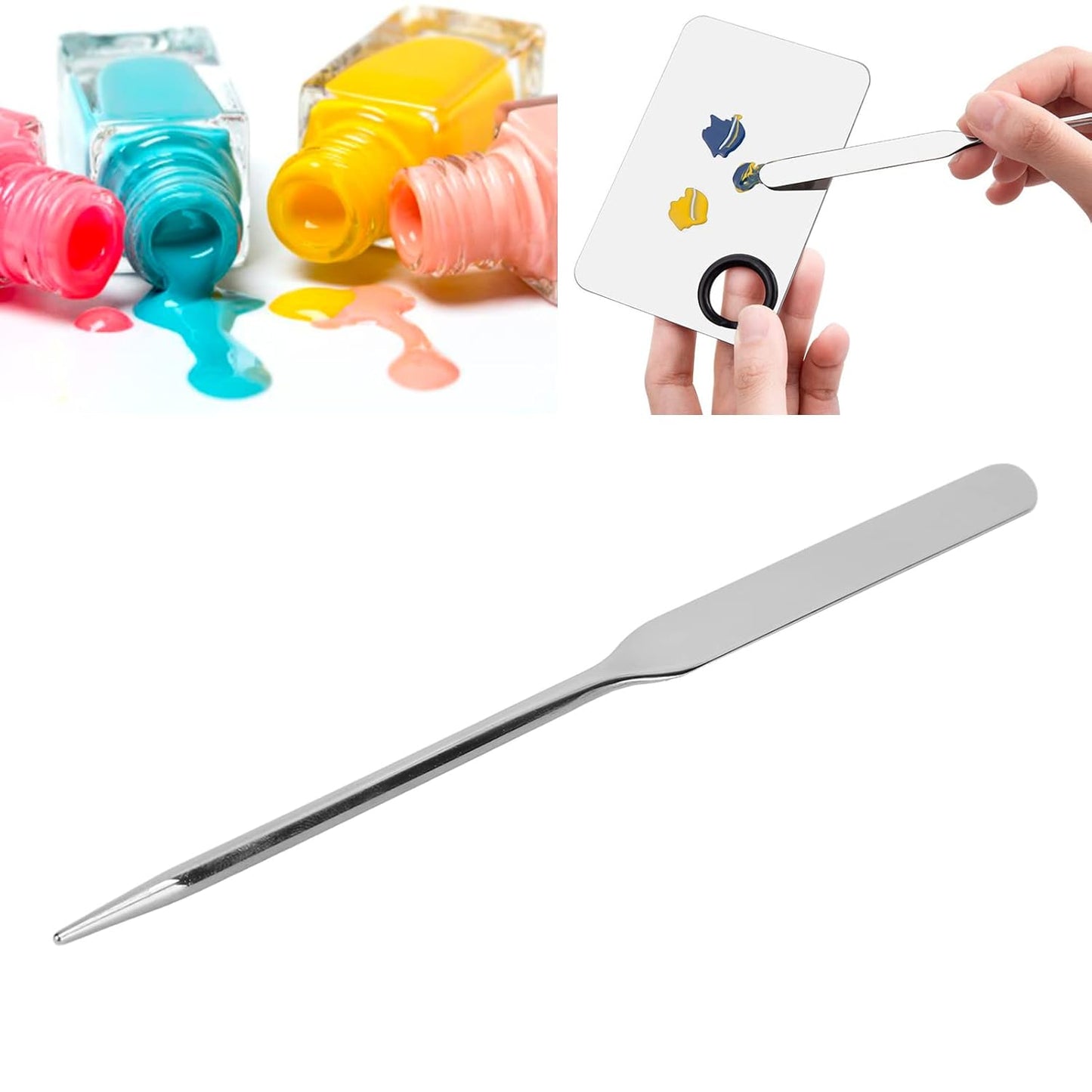 Stainless Steel Makeup Spatula, Liquid Foundation Spatula Stainless Steel Ergonomic Nail Art Stirring Tool Makeup Artist Makeup Tool