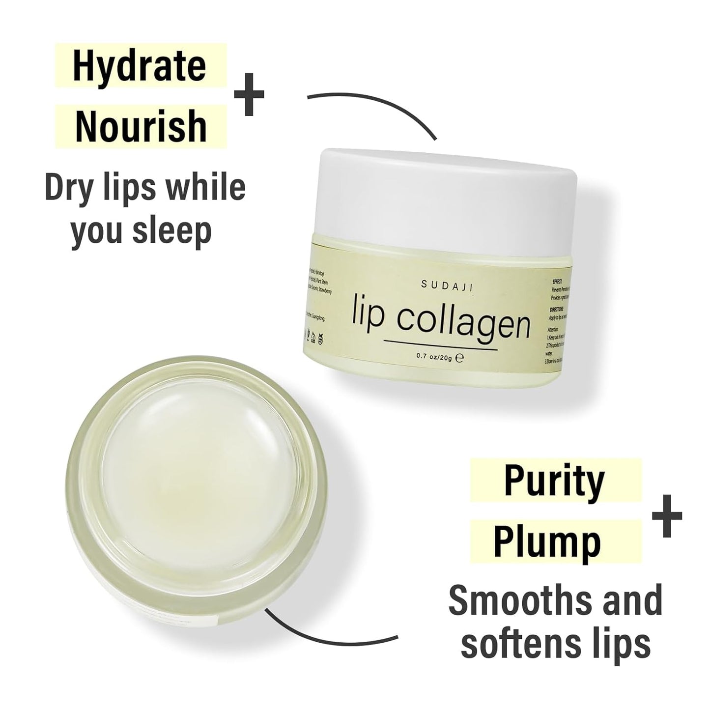 Lip Collagen + Peptide 0.7oz, Collagen Lip Mask with Vitamins E, A -Lip balm to Nourish & Hydrate Lips, Lip Moisturizer for Gentle exfoliating
