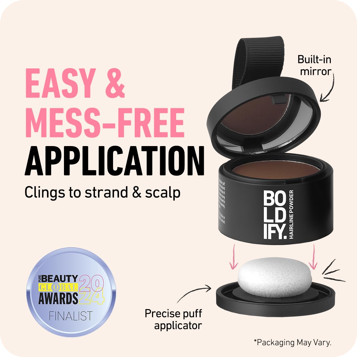 BOLDIFY Hairline Powder (LARGE, 10g) - Root Touch Up Hair Color for Gray Coverage - Bald Spot Concealing Hair Powder for Women & Men - 48-Hour Stain-Proof - Gray