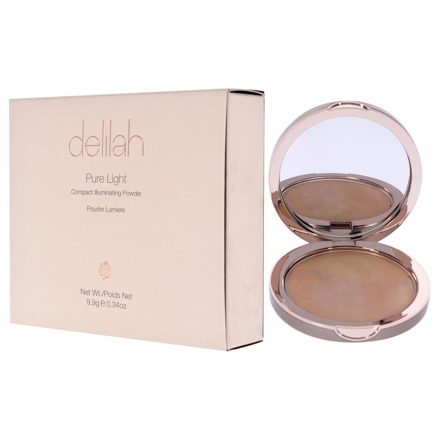 delilah - Pure Light Compact Illuminating Powder - Aura - Lightweight, Long Lasting, Loose Setting Powder Face Makeup For Brightening And Radiant Finish - Light Coverage - Vegan - Cruelty No-0.34 oz