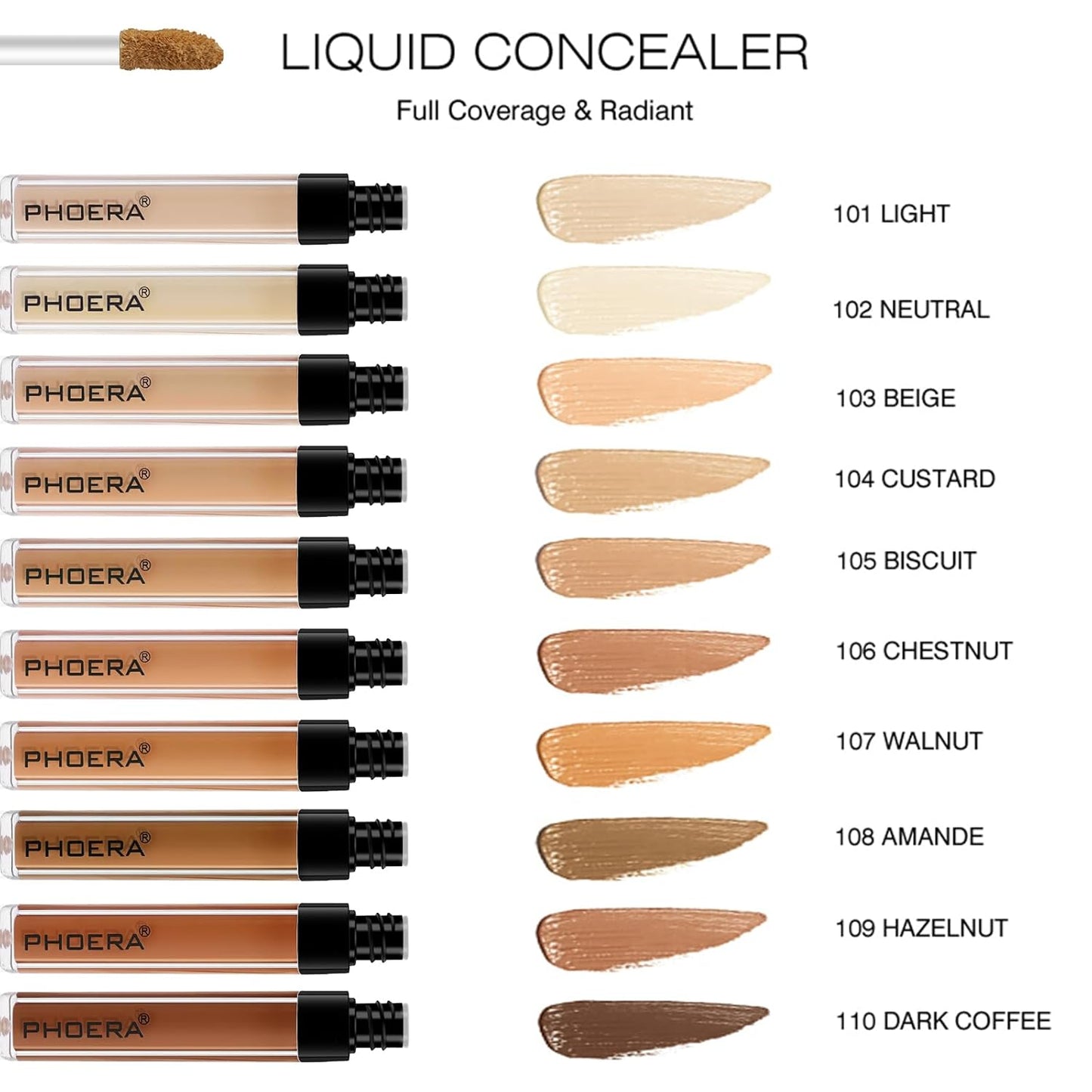 PHOERA Foundation Full Coverage,PHOERA Concealer Lightweight Full Coverage,PHOERA Makeup Long Lasting Wrinkles Matte Natural Finish for a Flawless Complexion (104 Buff Beige+104#CUSTARD)
