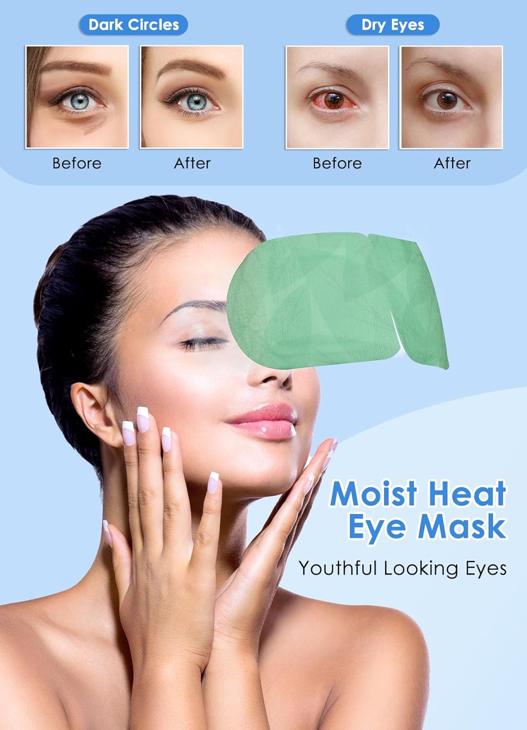 30 PACK Steam Eye Mask for Dry Eyes, Eye Mask Warm Compress 45Mins, Moist Heated Eye Masks forDark Circles Puffiness Eye Bag, Travel Portable Business Office