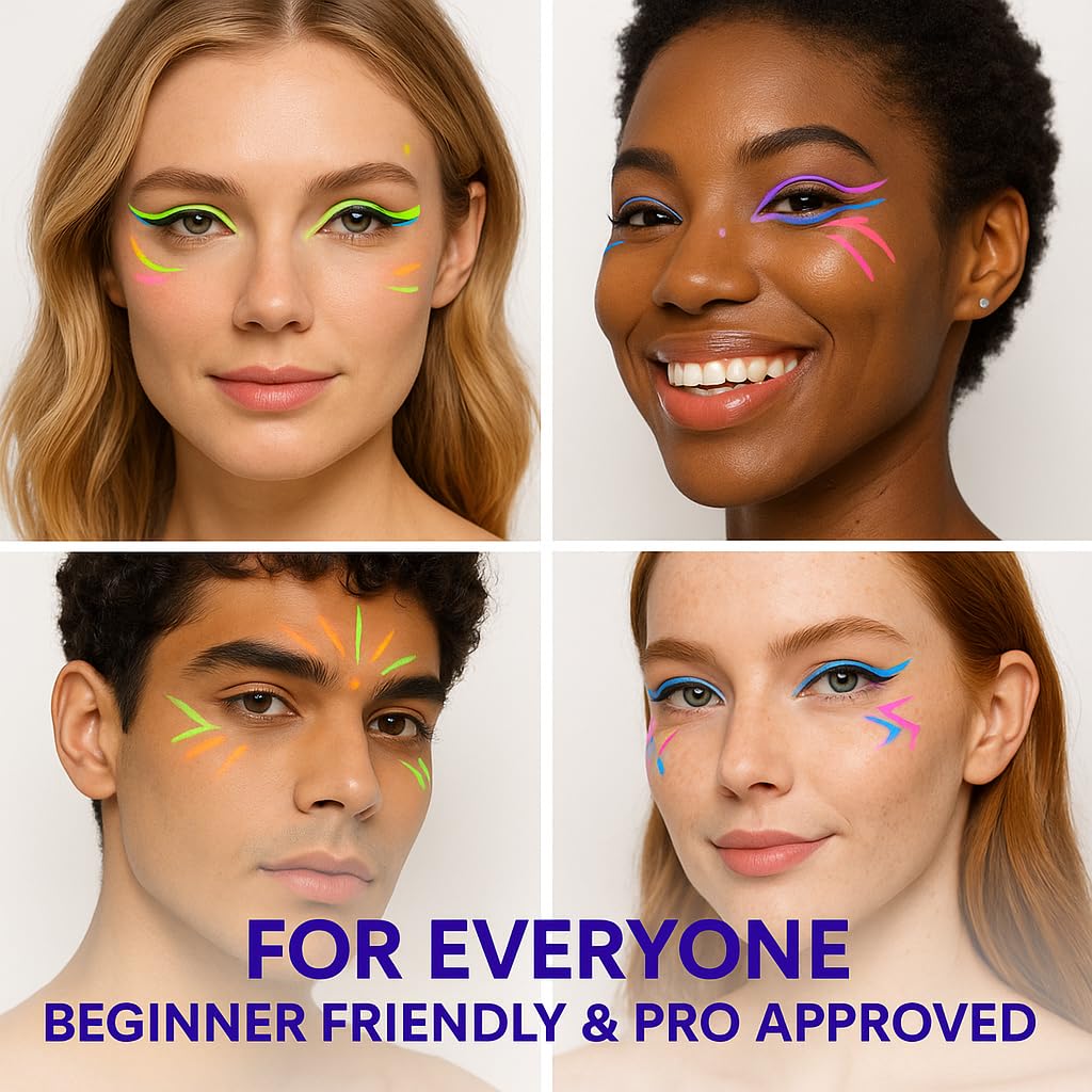 BestLand 12 Colors Matte Liquid Eyeliner Set Colorful UV Neon Eyeliner Pencil Pigmented Waterproof Smudgeproof Long Lasting Eye Liner Xmas Christmas Festival Makeup Gift Kit for Women (Set C)