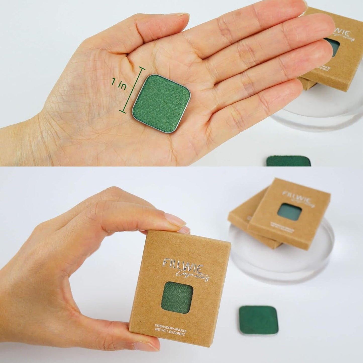 Magnetic Single-Color Metallic Flash Eyeshadow with Pan, Spring and Summer Green Eyeshadow Refill Pan, DIY Empty Magnetic Palette (Green Glimmer)