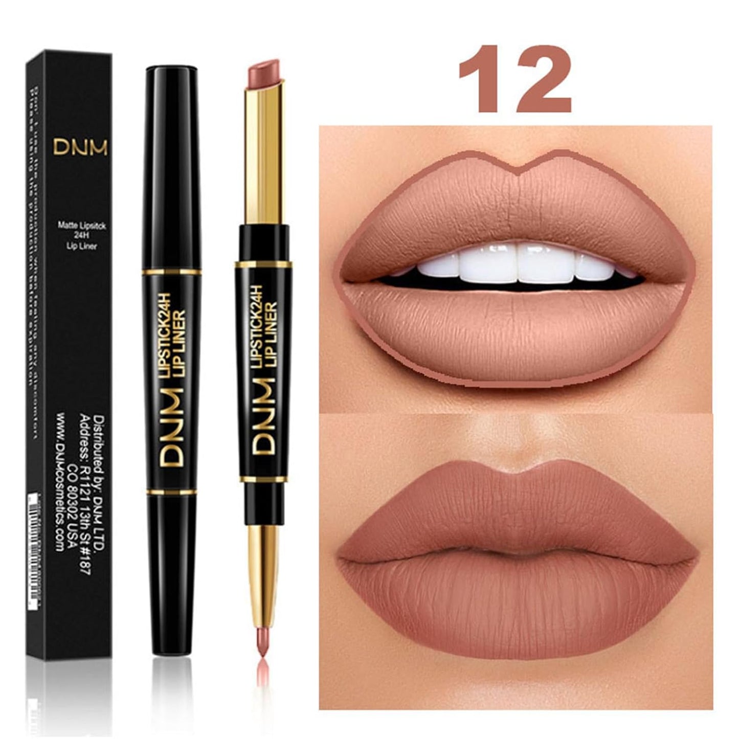 PHOERA Foundation Full Coverage,3Pcs Lip Liner and Lipstick Set Chestnut Nude Brown for Matte Finish, PHOERA Makeup Wrinkles Matte Natural Finish for a Flawless Complexion(105- Sand+Lip SetA)