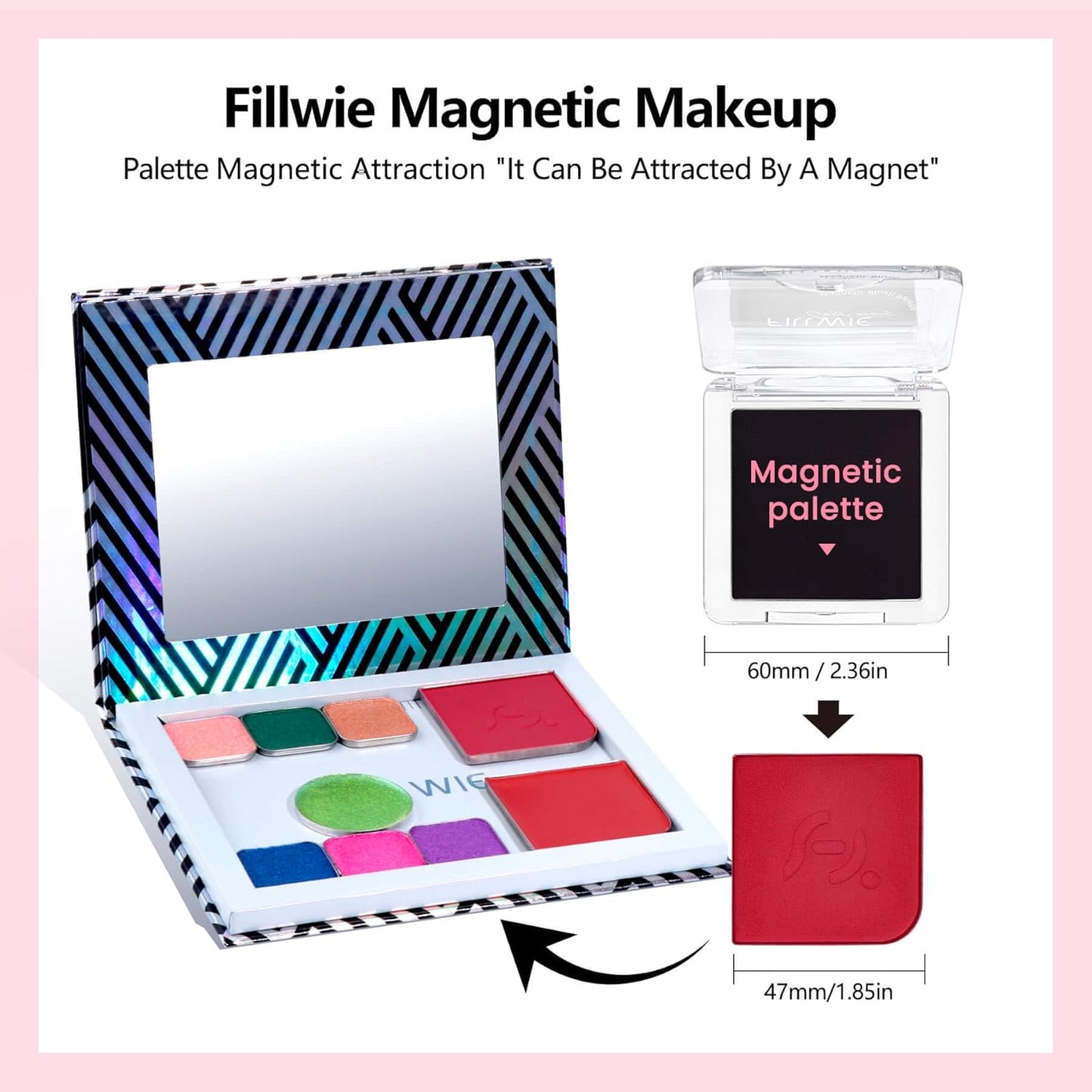 Blush Palette Duo – Cream & Powder Blush Set in Classic Red, Long-Wearing & Moisturizing, Easy to Blend, Radiant Coverage for Cheeks, Eyes & Lips, Magnetic Palette Compatible (2Pack,Merlot Mood)