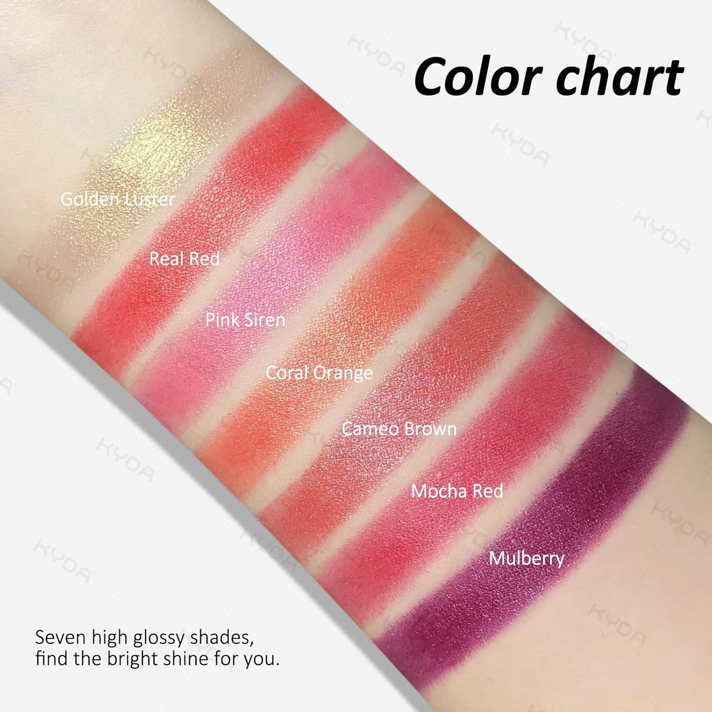 KYDA Orange Shimmer Lipstick, Metallic Pearl Lipstick, Lasting Non-sticky Glitter Lips Color, High Glossy Lips Makeup for Women, Coral Orange