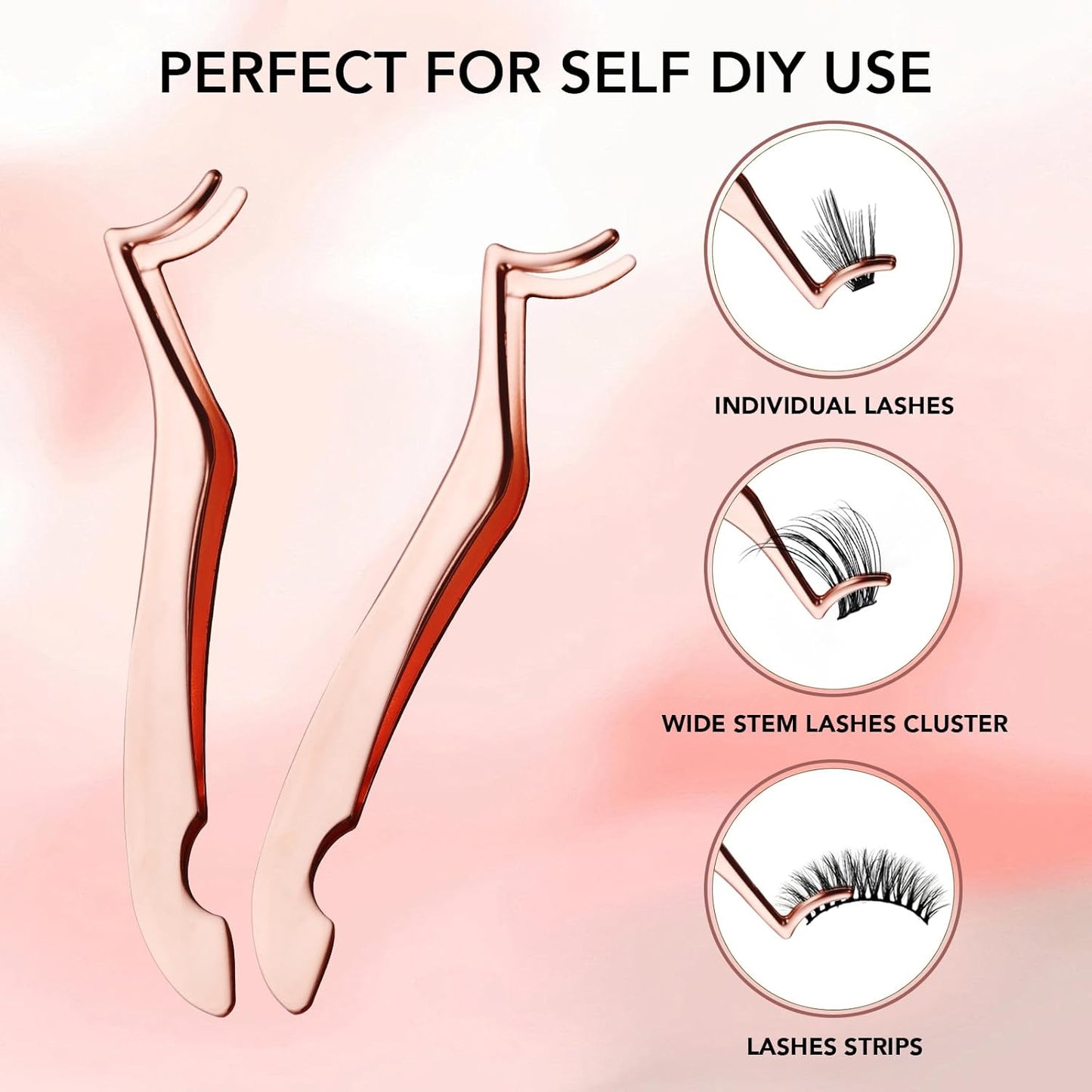 GOLLEE Eyelash Applicator Tool DIY Cluster Lash Tweezers Curved Eyelash Tweezers for Easy Lash Application and Removal, DIY Lash Applicator Tweezer Eyelash Clamper For Strip Lashes Clusters Lash