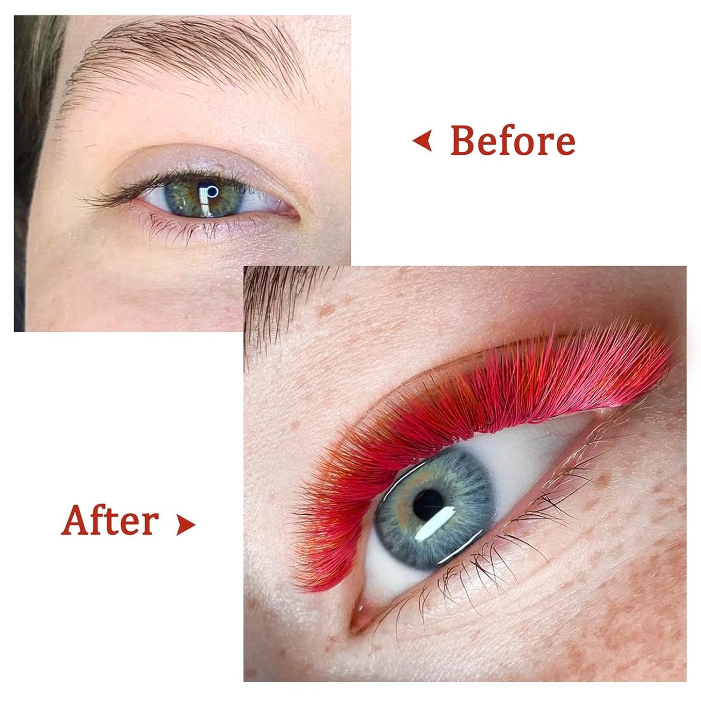 QUEWEL Easy Fan Volume Lashes .07 D Curl Red Extensions 9-16mm Mixed Tray Color Self Fanning 2D-10D Eyelash Extensions (Red 0.07 D 9-16mm)