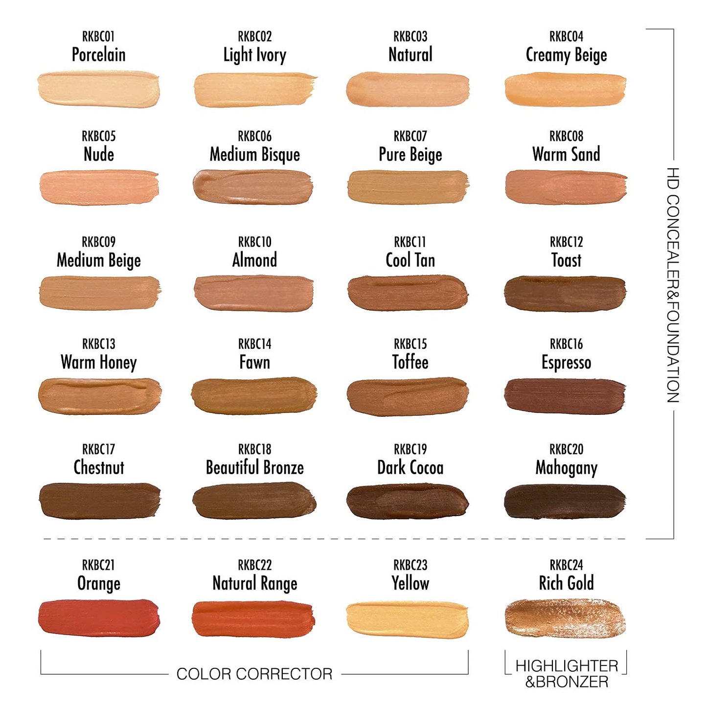 Ruby Kisses HD Brush Concealer & Foundation 3 Pack (Toffee)