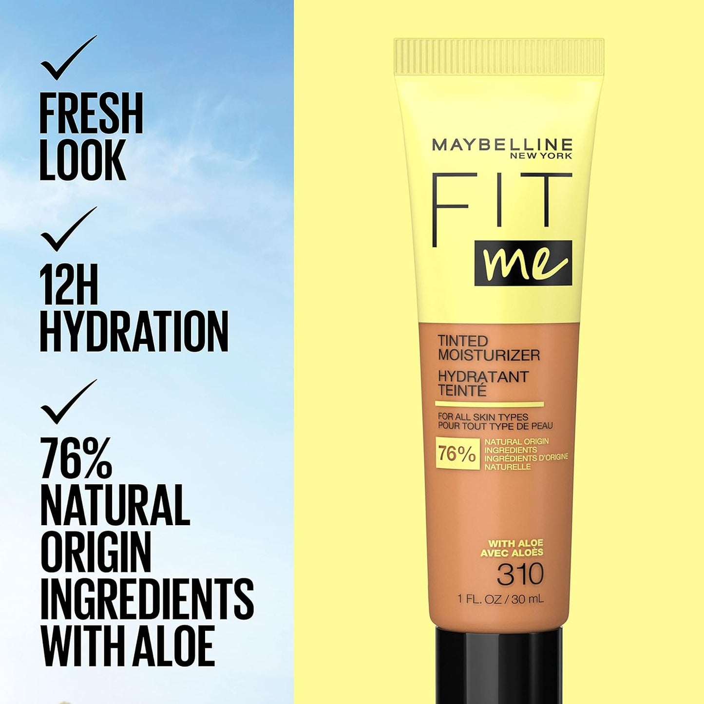 Maybelline Fit Me Tinted Moisturizer, Natural Coverage, Face Makeup, 118, 1 Count