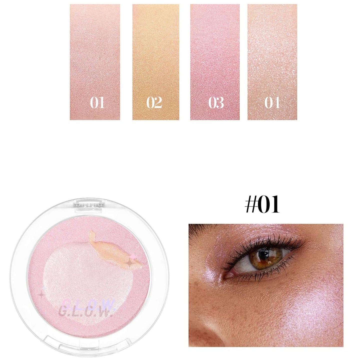 Highlighter Makeup Palette Face Highlighter Palette Glitter Highlighter Powder Palette Iluminadores de Maquillaje for Face Highlighters & Illuminator (Pink)