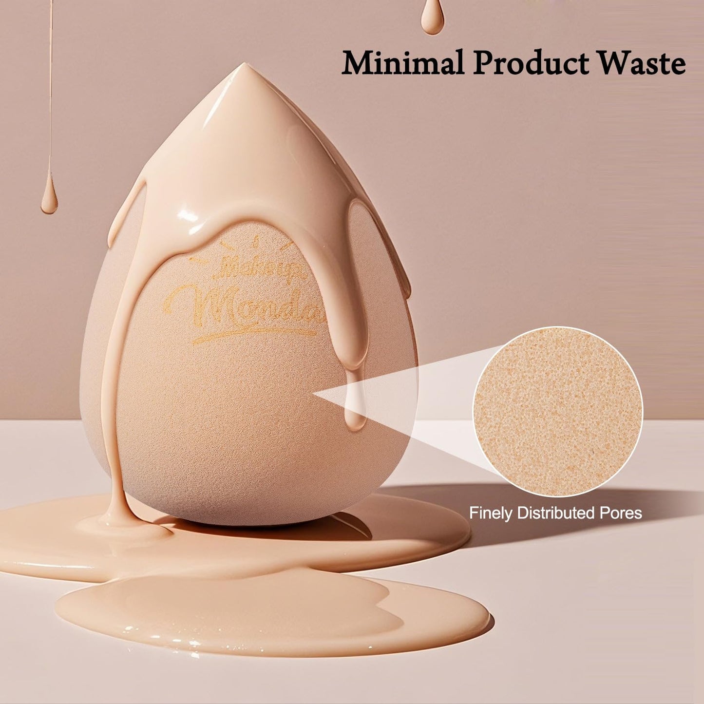 Real Perfection Makeup Sponge Set Blender Sponges, Latex-Free Beauty Makeup Sponges 7 pcs with 1 Travel Container Case for Blending Foundation Liquid Cream and Powder (Beige)