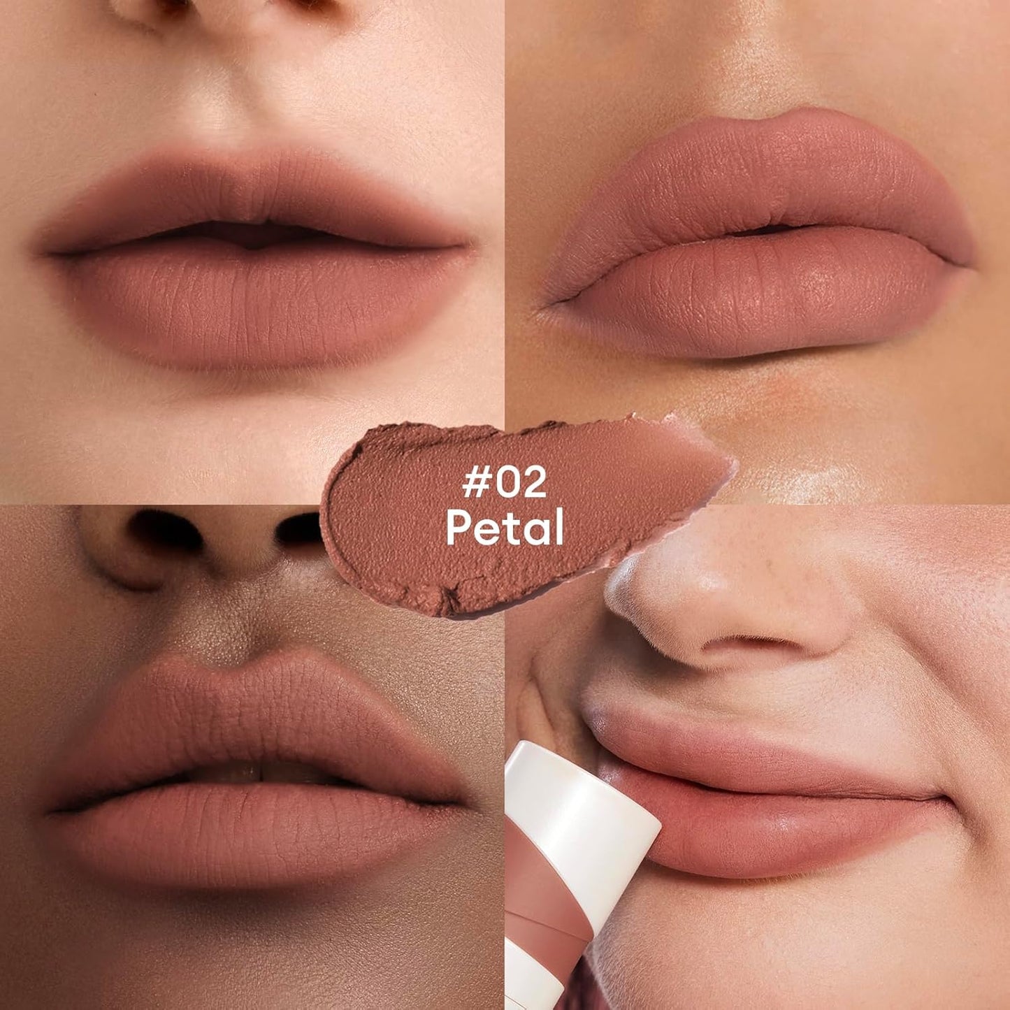 ITY Velvet Matte Finish Lip Stain-Mousse Textured Lip Clay, Nude Shade, Conceals Lip Lines, Rich Pigment Lip Tint Lipsticks, 0.14 oz (4g) in Petal