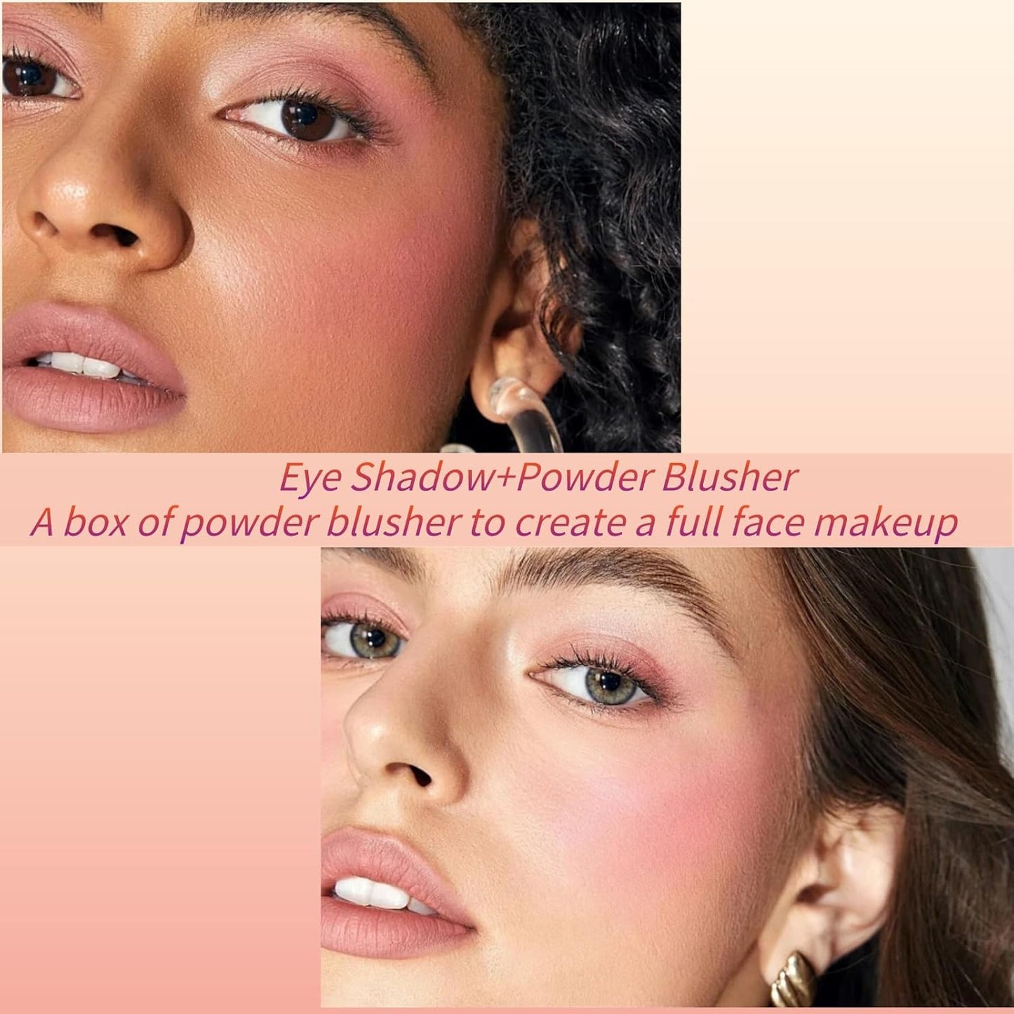 Baked Blush Powder, Natural Glow Blush Palette for Cheeks, Contour Brighten Highlight Face for a Shimmery or Matte Finish, Lightweight Blendable, Long Lasting Face Makeup #01
