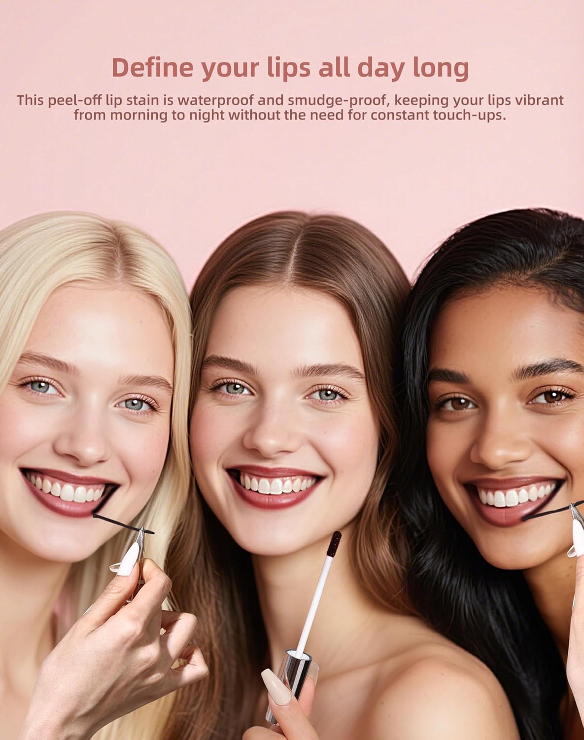 KIMUSE Peel Off Lip Stain, Long Lasting Lip Stain Peel Off with Tweezer, Waterproof Lip Liner Stain, Transfer-Proof, Highly Pigmented Color, Matte Finish