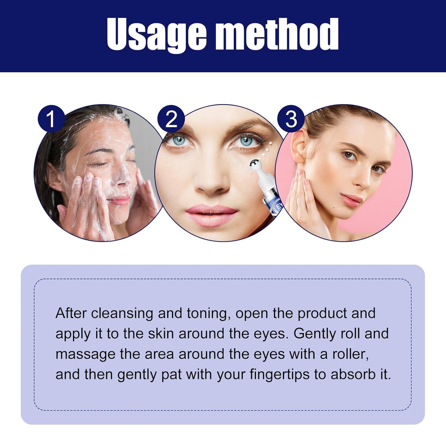 5% Caffeine Eye Cream and Under Eye Roller Cream for Dark Circles and Puffiness, Caffeine Eye Serum with 360° Massage Ball Reduce Wrinkles and Fine Lines & Eye Bags Treatment