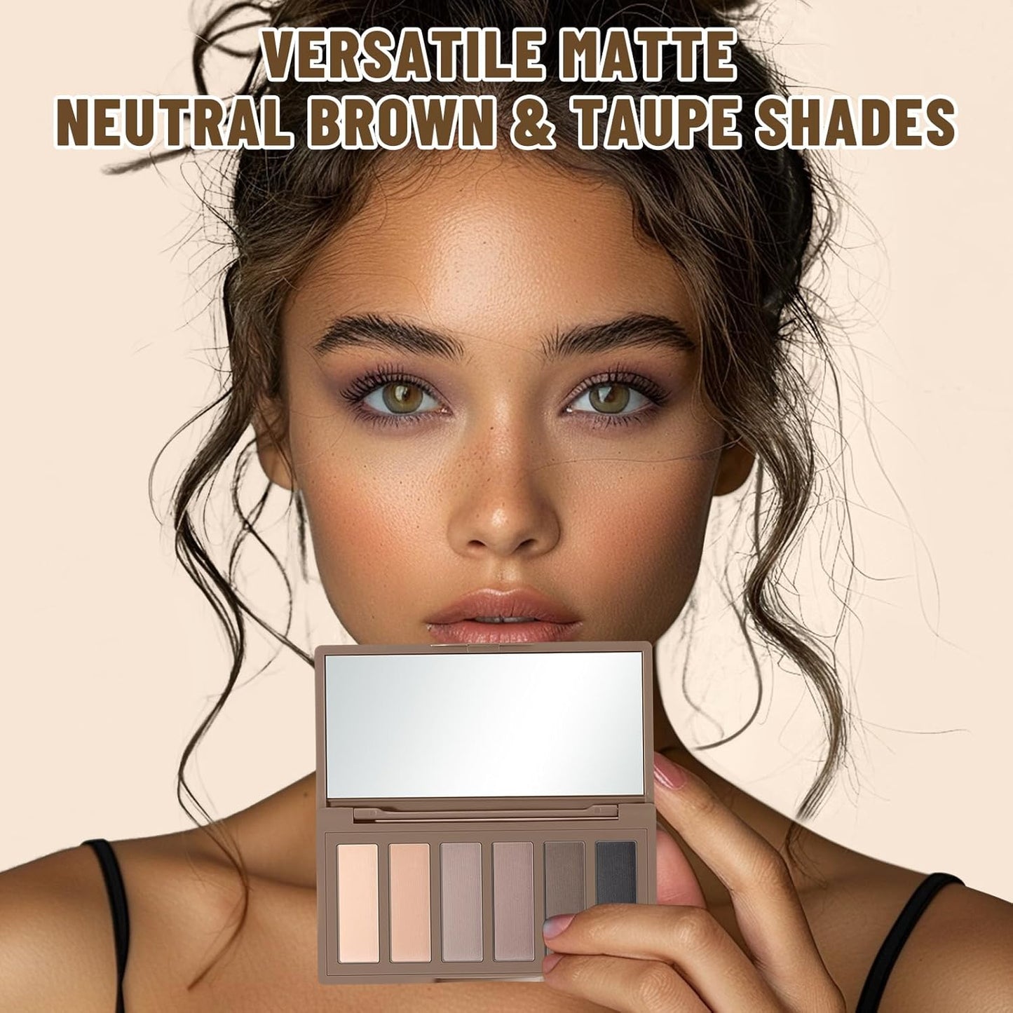 6 Colors Mini Eyeshadow Makeup Palette Neutral Nude Smoky Eye Shadow Taupe & Brown Matte Make Up Pallet with Mirror Highly Pigmented Long Lasting Waterproof Travel Size Gift Kit 01