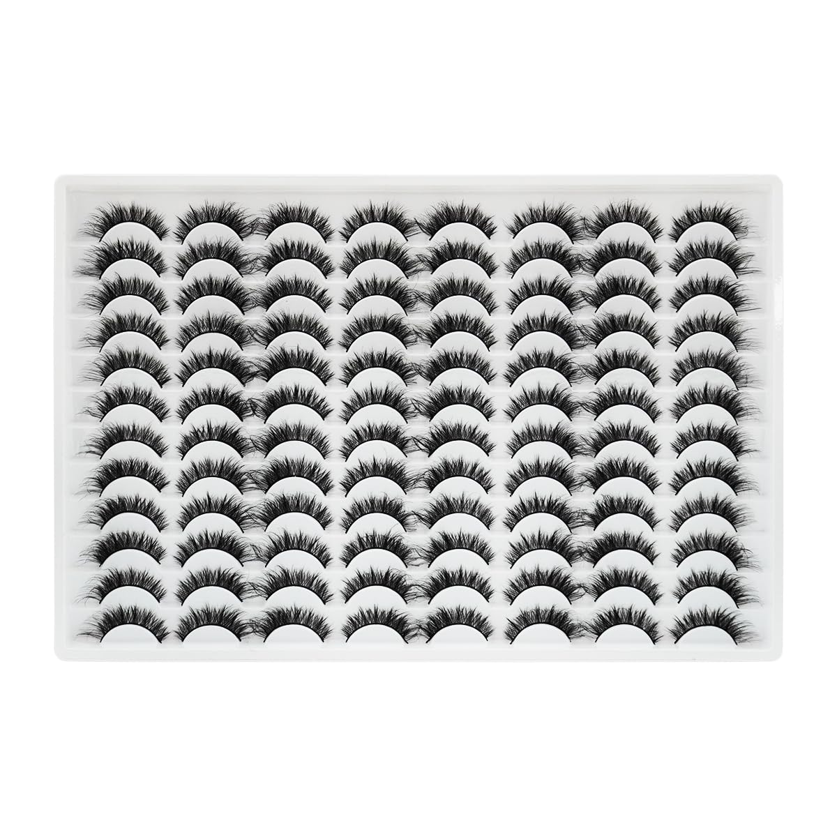 False Eyelashes 48 Pairs Faux Mink Lashes 14mm Wispy Lashes 3D Fluffy Cat Eye Lashes Pack Bulk Wholesale Strip Lashes(style 48-040)