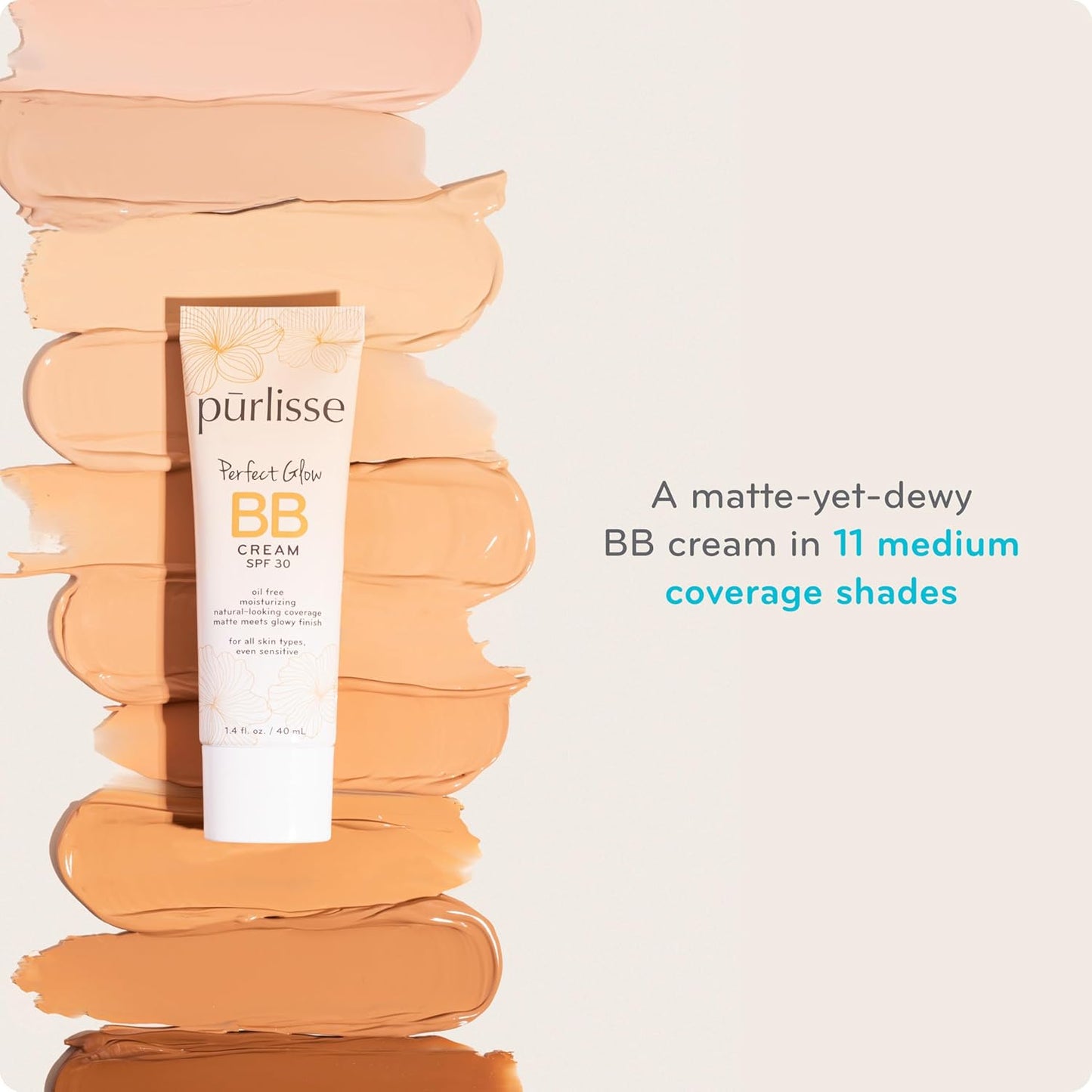 pūrlisse Perfect Glow BB Cream with SPF 30 - Matte Meets Dewy Finish - Enriched with Goji & Hawthorn Berry to Help Improve Skin Texture & Radiance - Deep (1.4 oz)