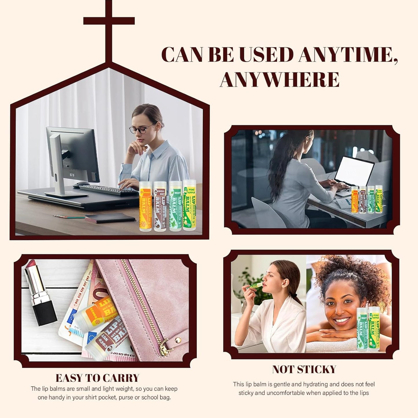 Yopela Lip Balm Variety Pack - 9 Delicious Flavors - Natural Lip Balm in Bulk with Vitamin E and Coconut Oil - Moisturizing, Soothing, and Repairing Dry and Chapped Lips Valentine's Gift