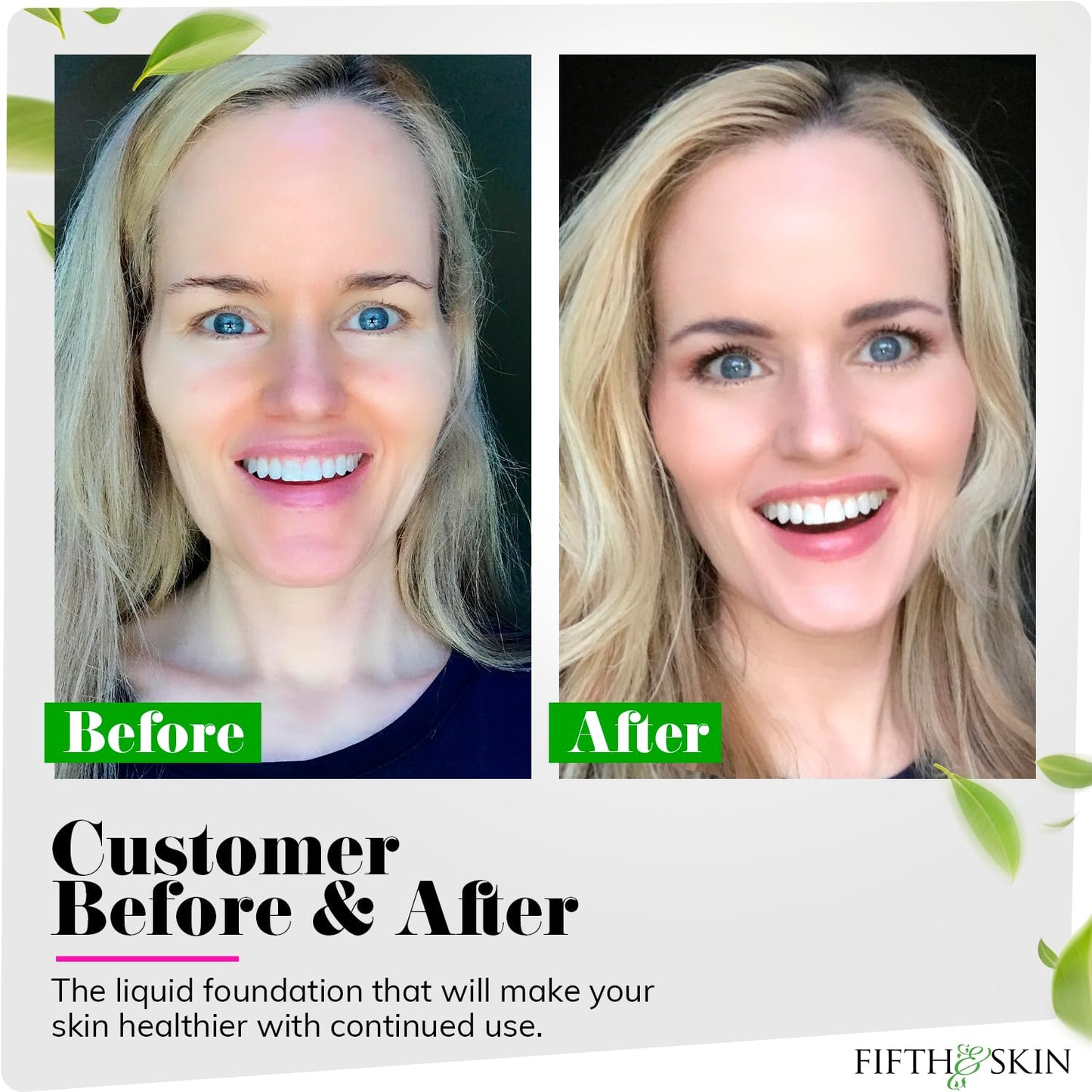 Fifth & Skin: Better’n Ur Skin Liquid Foundation (ROSE BEIGE) - Natural, Organic, Vegan, Cruelty-Free - Gluten-Free Beauty with Buildable Coverage and Palm-Free Luxury - 1 oz