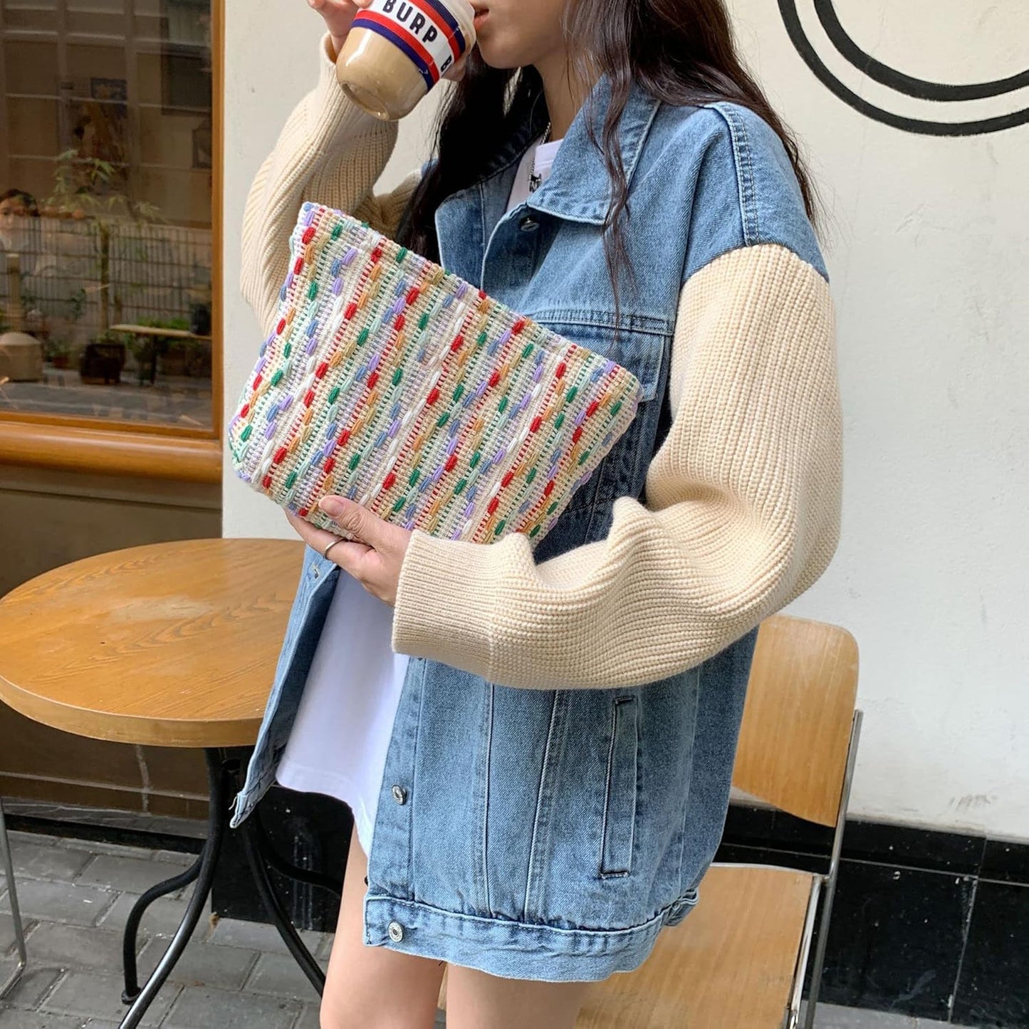 Makeup Bags for Purse Zipper Cosmetic Pouch Large Travel Canvas Make Up Organizer Tool Pouch for Women and Girls,Rainbow Dot