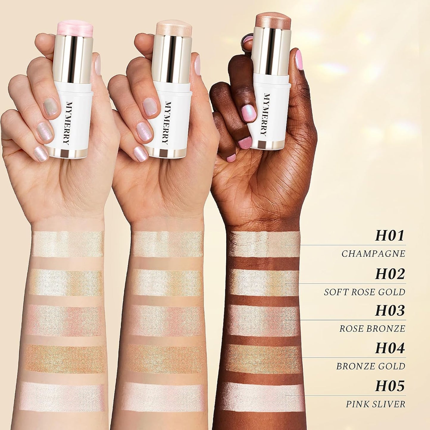 Clear Dewy Marble Highlighter Stick 15g/0.53fl.Oz, Highlighters Makeup Stick for Face and Body, Micro Pearls & Shimmer Glow, Buildable Color for All Day, Vegan & Cruelty-Free, Pink Silver