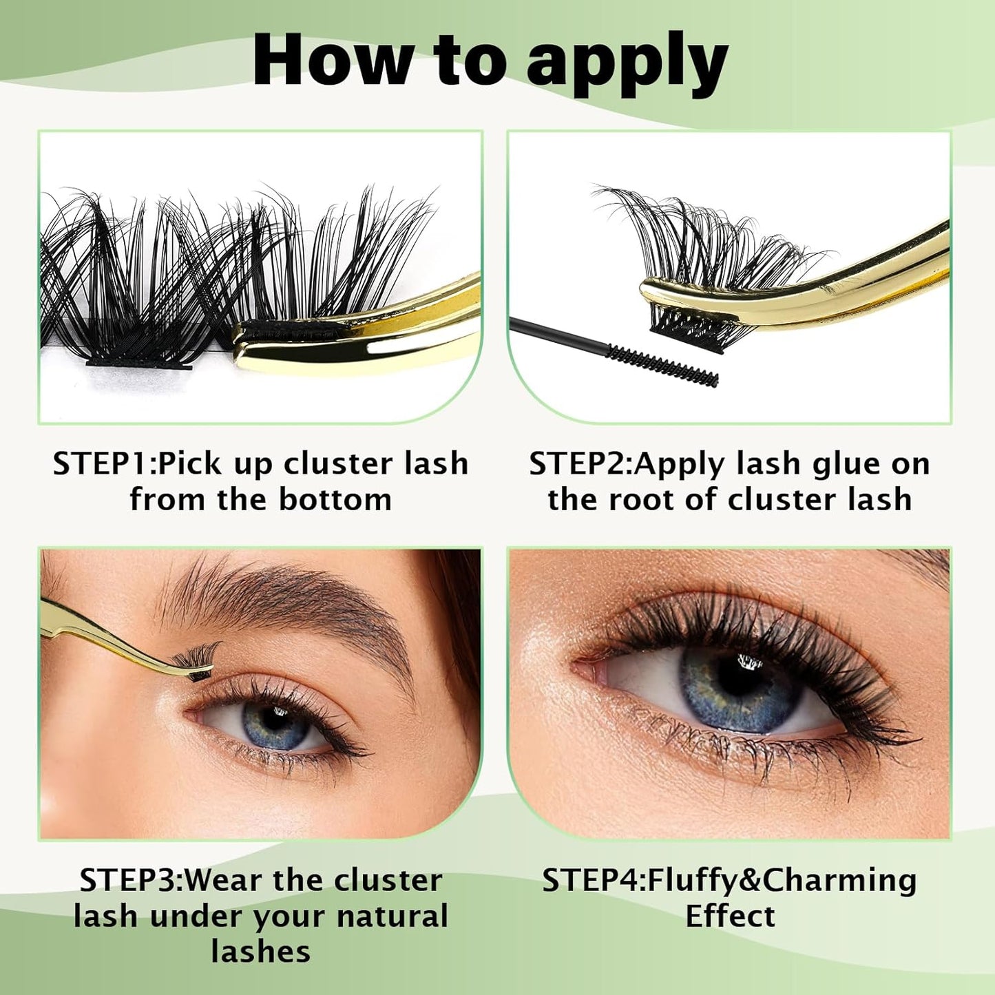 Lash Clusters 96pcs Individual Lashes D Curl 14mm Eyelash Clusters KEYYOU Volume Wispy Lash Extension Soft&Comfortable Easy DIY at Home(Y24,D-14mm)