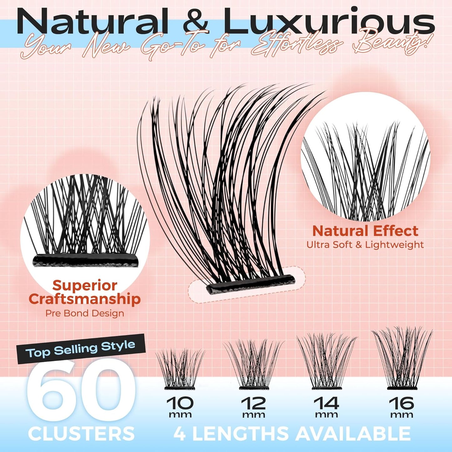 LASHVIEW Self AdhesiveLash Clusters DIY Lash Extensions 72 Clusters Lashes C D Curl LASH Single Lashes Eyelash No Glue Needed Clusters Extensions