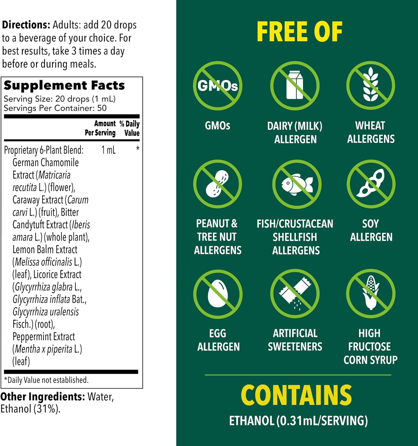 Iberogast Liquid Drops, Herbal Relief of Stomach Upsets: Occasional Indigestion, Bloating, Gas, Nausea, Upset Stomach; Gluten Free; 6-Herb Blend with Iberis Amara, Peppermint, Licorice; 50mL