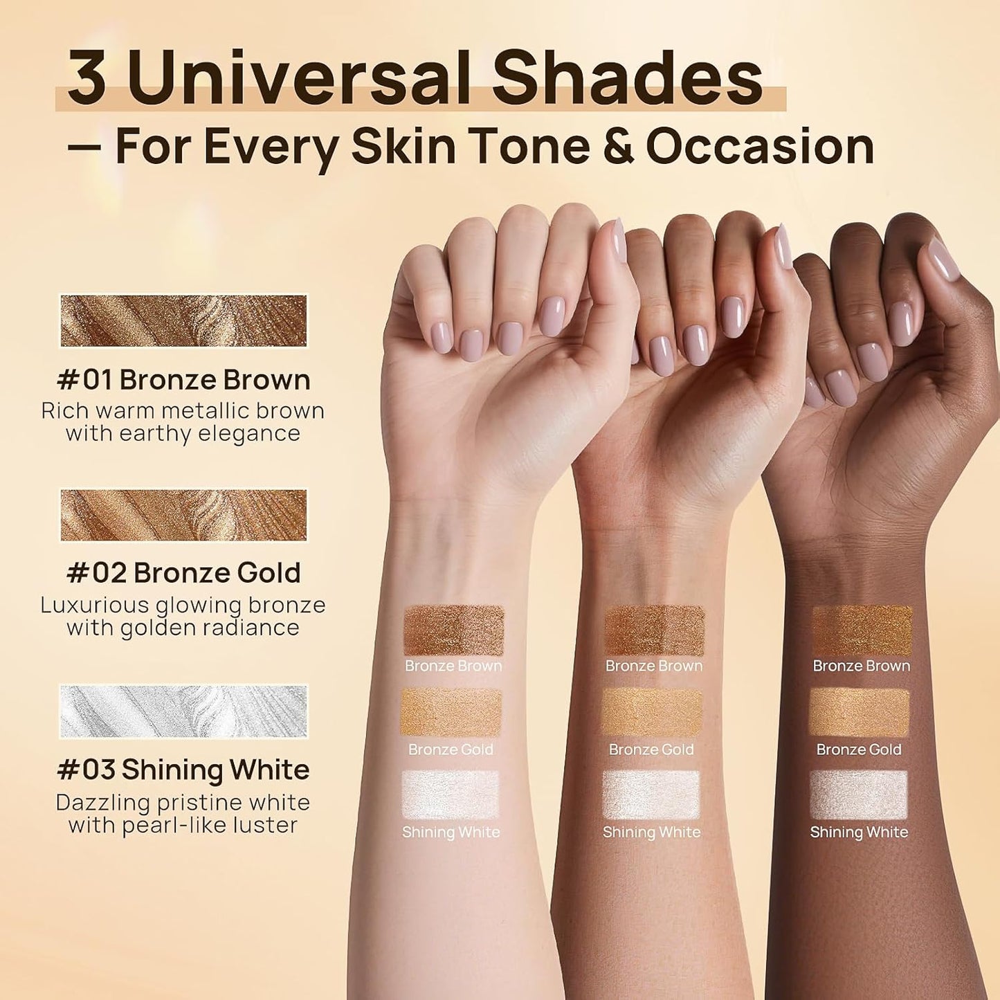 Body Shimmer Oil, 50ml Suncreen Liquid Highlighter Bronzer Body Glitter Oil Long Lasting Moisturizing Makeup Lotion Illuminate Serum Glow Shimmer Skin 1.7 Fl Oz(Bronze Brown #01)