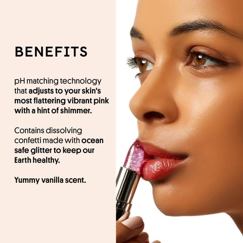 Winky Lux Lavender & Rainbow Glitter Confetti Balm - Hydrating ph Lip Balm, Natural Pink Tint with pH Color Changing, Moisturize & Soften Lips While Leaving Sheer Pink Tint, with Vanilla Scent