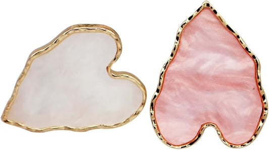 2 Pcs Nail Art Palette Ring Nail Color Mixing Tray Nail Polishing Palette Makeup Foundation Mixing Plate with Finger Ring for Nail Salon Shop Heart