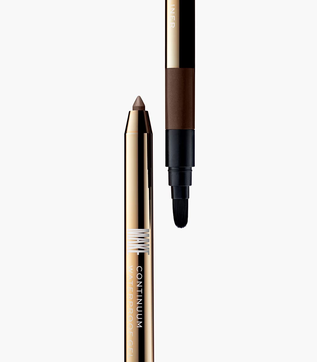 MAKE Beauty Continuum Waterproof Gel Eyeliner Pencil. Creamy, Pigmented Multi-Use, including Waterline with Built-in Sharpener and Blending Brush. Smudge-Proof Makeup. Shade - Nebula, Brown/Black