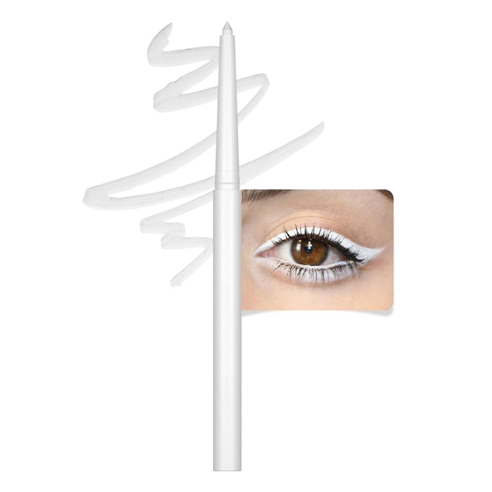 evpct White Eyeliner Pencils for Eyes, Bright White Nude Under Eye Liner Pencil Makeup Waterproof Smudge Proof, Colored Gel Waterline Eyeliner Liquid, Face Eye Paint Stick Lipstick Halloween Makeup 01