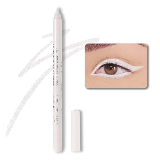 evpct 1Pcs White Color Gel Glitter Eyeliner Pencils Set for Women Waterline Waterproof Smudge Proof lapiz de ojos delineador de ojos contra el agua Eye Liner Makeup,02# White