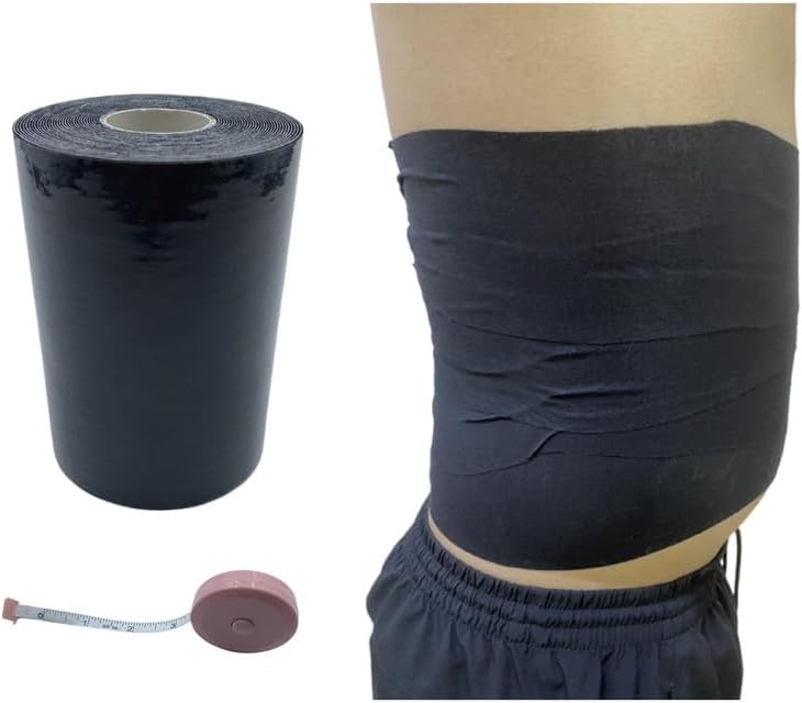 Body Stomach Compression Tape- Extra Wide Kaotic Magic Tape for Body Shaping& Workout& Sweater Enhancer& Skin Protection (Black/10CM*5M) (1 Roll)