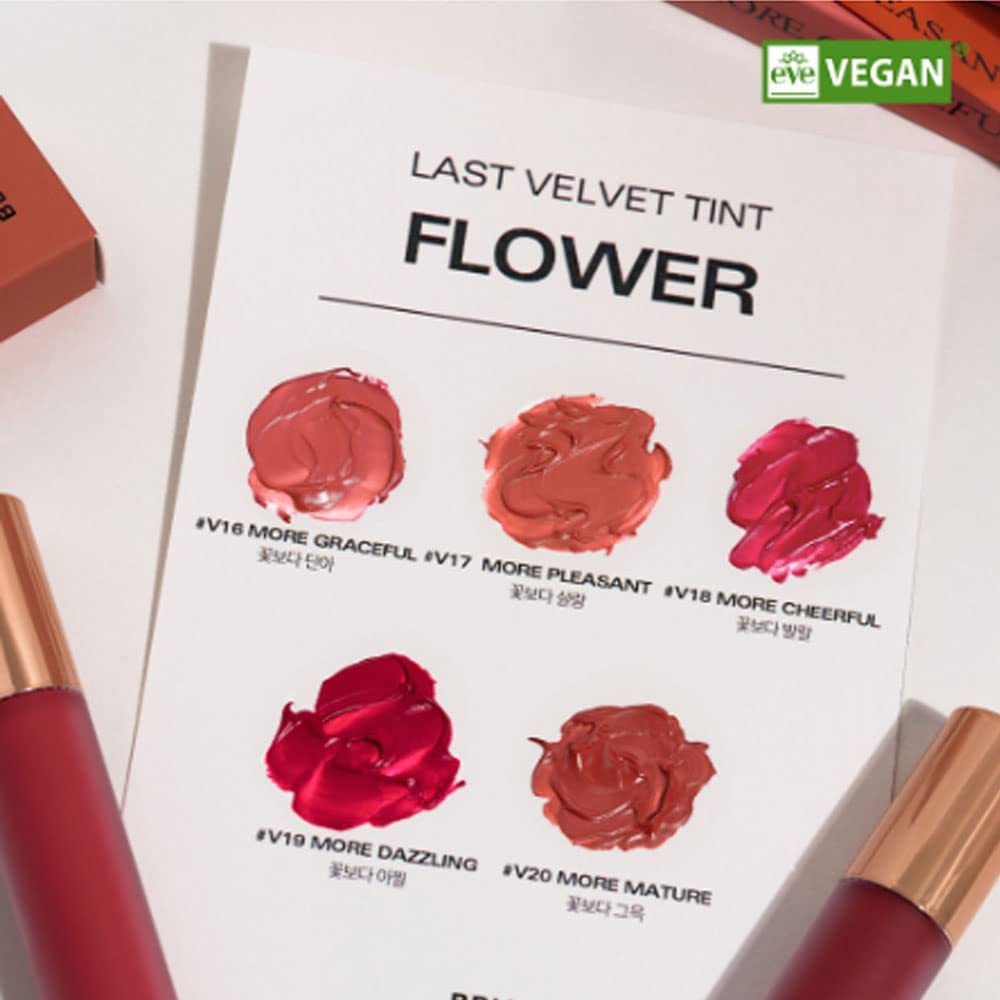 BBIA Last Velvet Tint - Soft & Creamy Matte Finish Lip Stain, Blur Effect with Velvety Texture, Long-Lasting, High Pigment, Lightweight, Non-Drying, Vegan, Korean Lip Makeup (V18 MORE CHEERFUL)