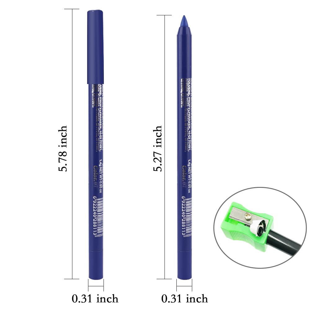 EVPCT 3Pc Shimmer Emerald Green & Shimmer Royal Blue & Green Gel Glitter Eyeliner Pencils Set - Waterproof, Smudge Proof Eye Liner Makeup - 06, 07, 12