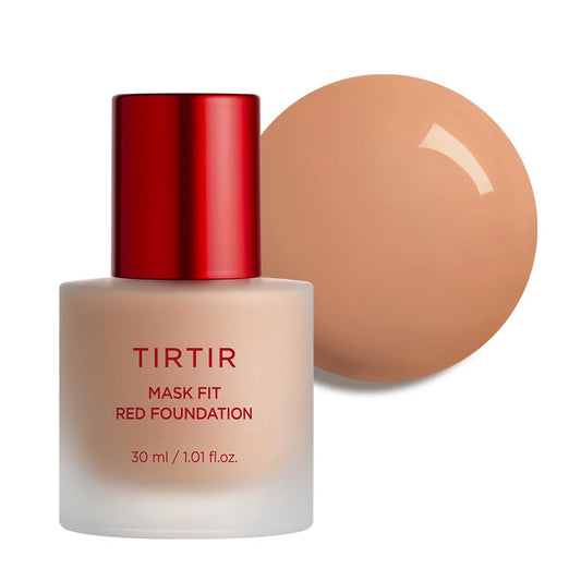 TIRTIR Mask Fit Red FoundationㅣLong Lasting Flawless Coverage, Energy Essence, Lightweight, Hydrating, Pore-Blurring, Breathable Satin Finish, Makeup, Radiant Skin, #33C Hazel, 1.01 Fl Oz