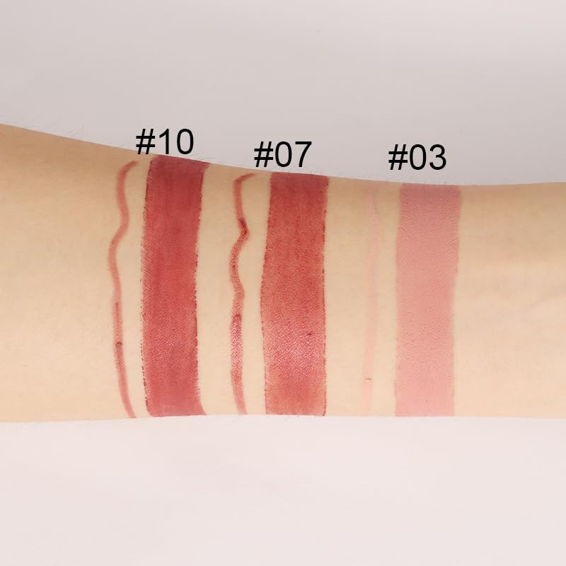 evpct 3Pcs Nude Beige Light Brown Rose Gold Lip Liner and Lipstick Set for Women Matte 24 Hour Lipstick Pen and with Lip Liner Pencil Set Long Lasting 24 labial labiales mate 24 horas originales