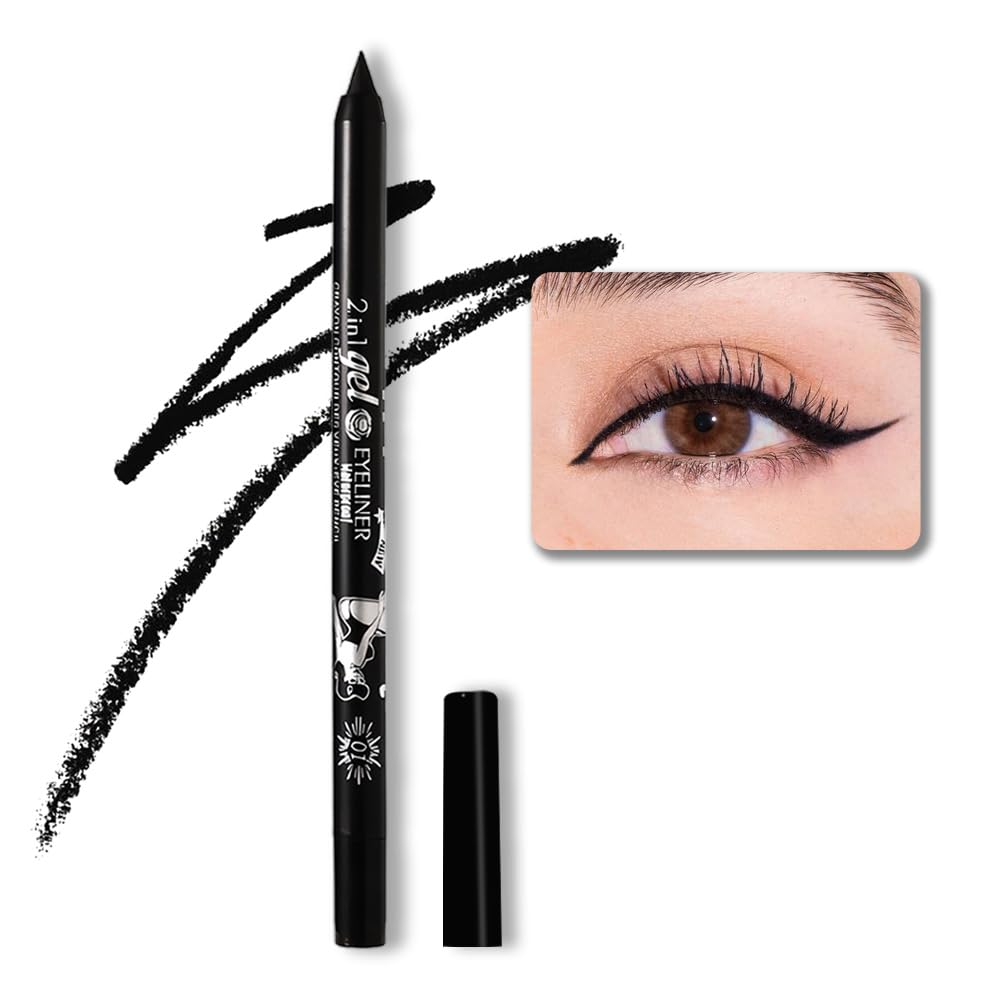 evpct 1Pcs Black Color Gel Glitter Eyeliner Pencils Set for Women Waterline Waterproof Smudge Proof lapiz de ojos delineador de ojos contra el agua Eye Liner Makeup,01# Black