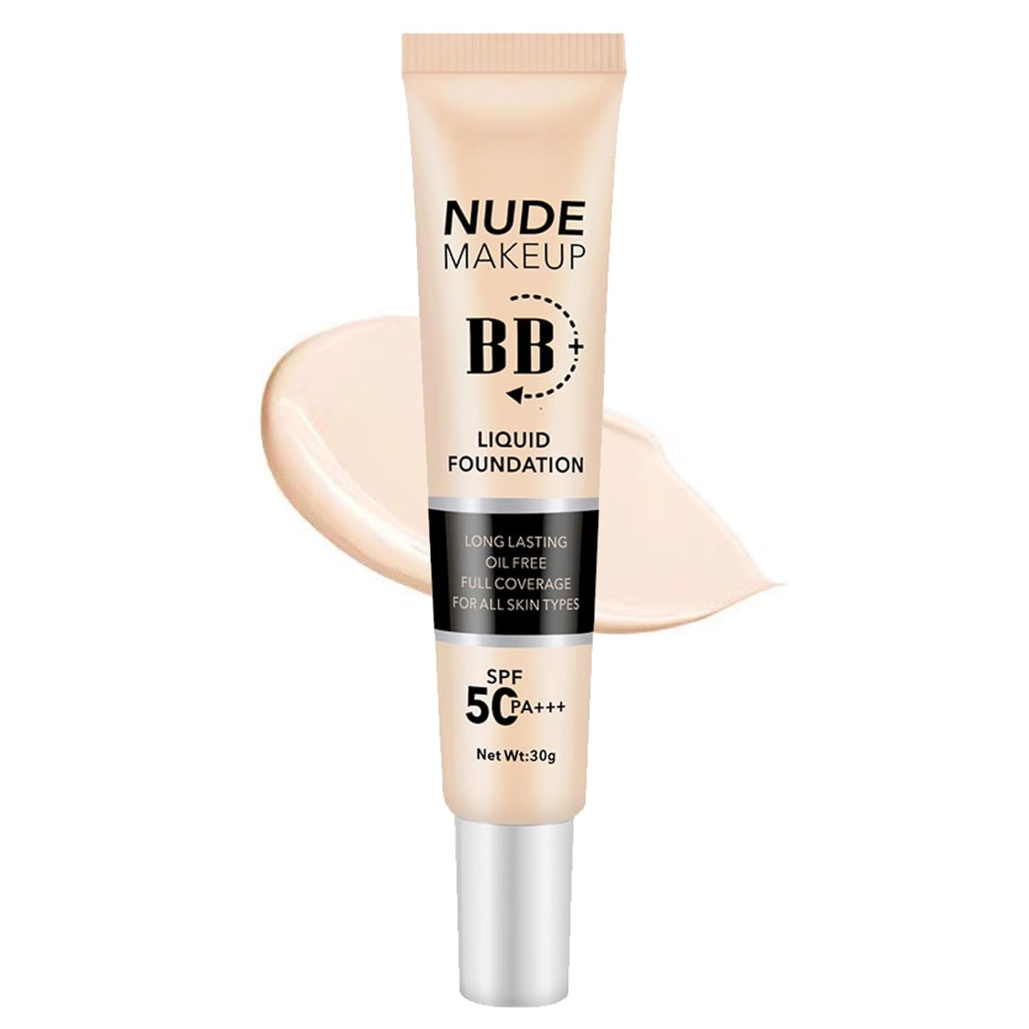 BB Cream with SPF 50, BB Cream Full Coverage, Hide Pores Blemishes, Nude Makeup Base, Even Skin Tone, Long Lasting Oil Control, Hydration BB Cream, Natural Finish for All Skin Types (Ivory)