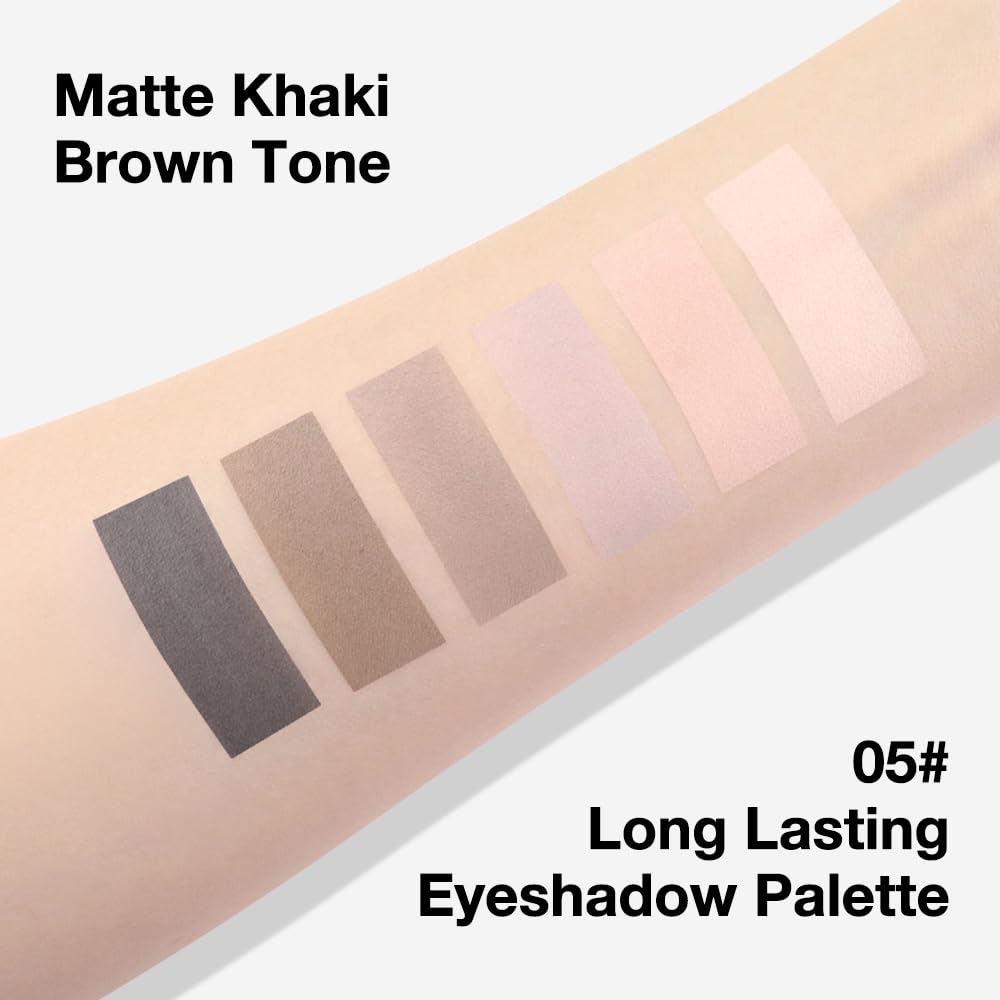 evpct 6 Colors Nude Smokey Eye Shadow Palette Makeup for Blue Brown Eyes, Light Brown Smoky Grey Taupe Black Natural Matte High Pigment Mini Travel Eyeshadow Palette for Older Women, Built in Mirror